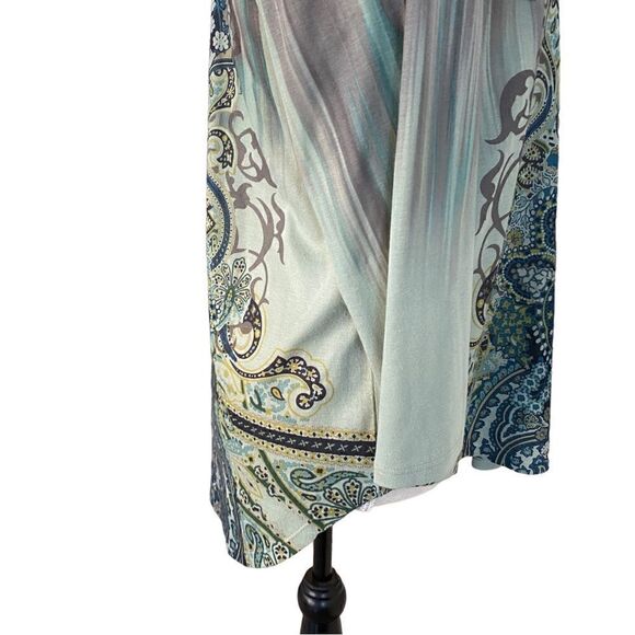 World Unity Boho Green Embellished Top Size M - Picture 5 of 6